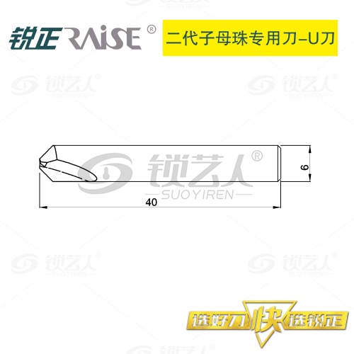 锐正RZ-U刀-钨钢-二代子母珠专用铣刀-D6x95°x40x2T-P2.6