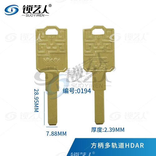  大方柄多轨道钥匙坯 新款土豪金新款防盗门钥匙 0194