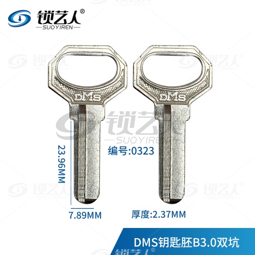 外装门锁 电脑打点 DMS钥匙胚B3.0双坑   0323